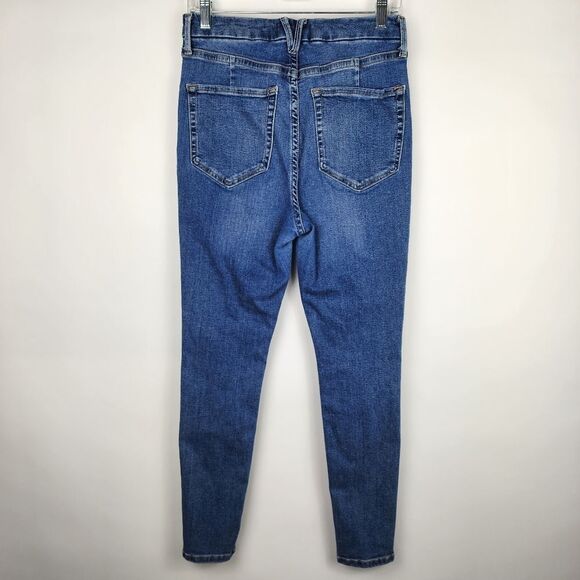 WE THE FREE WOMENS 31 HIGH RISE STRETCHY DENIM JEANS SKINNY LEG MEDIUM WASH BLUE - Picture 4 of 6